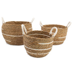 Cotton & Seagrass Baskets, Natural Stripes, Set of 3 – view 9