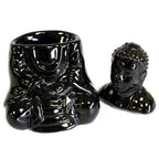 Sitting Buddha Ceramic Oil Burner - Black – view 2
