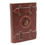 Leather Tigereye Notebook with Belt Strap – 15x10 cm