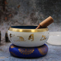 Large Yoga Moves Singing Bowl Set - White/Blue (14cm)