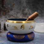 Large Yoga Moves Singing Bowl Set - White/Blue (14cm)