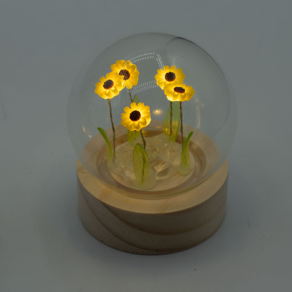 Floral Glow Dome - 5 Sunflowers, LED Battery – view 2
