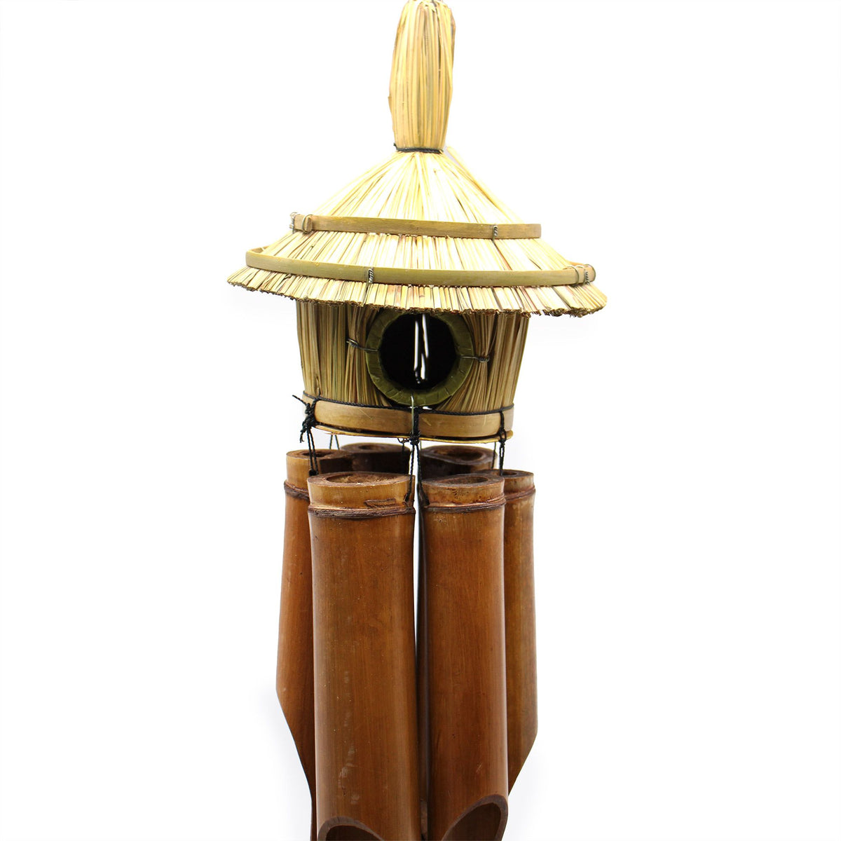 Large Round Seagrass Birdhouse with Wind Chimes, 56 x 20 cm – view 3