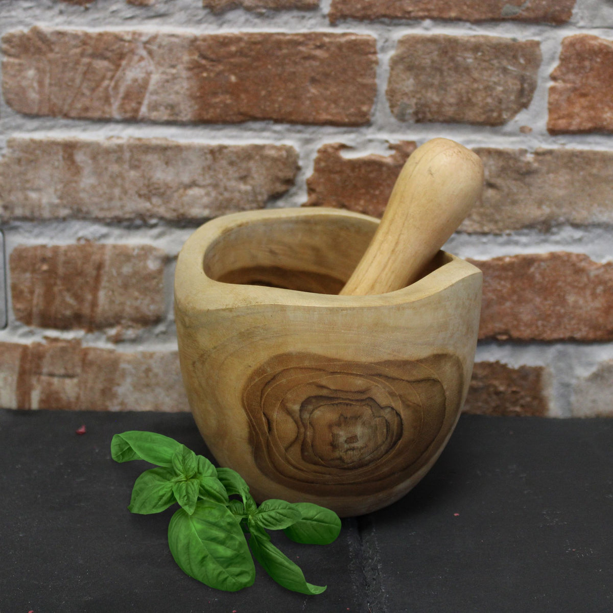 Ergo Teak Pestle and Mortar - Medium, 11 x 11 cm