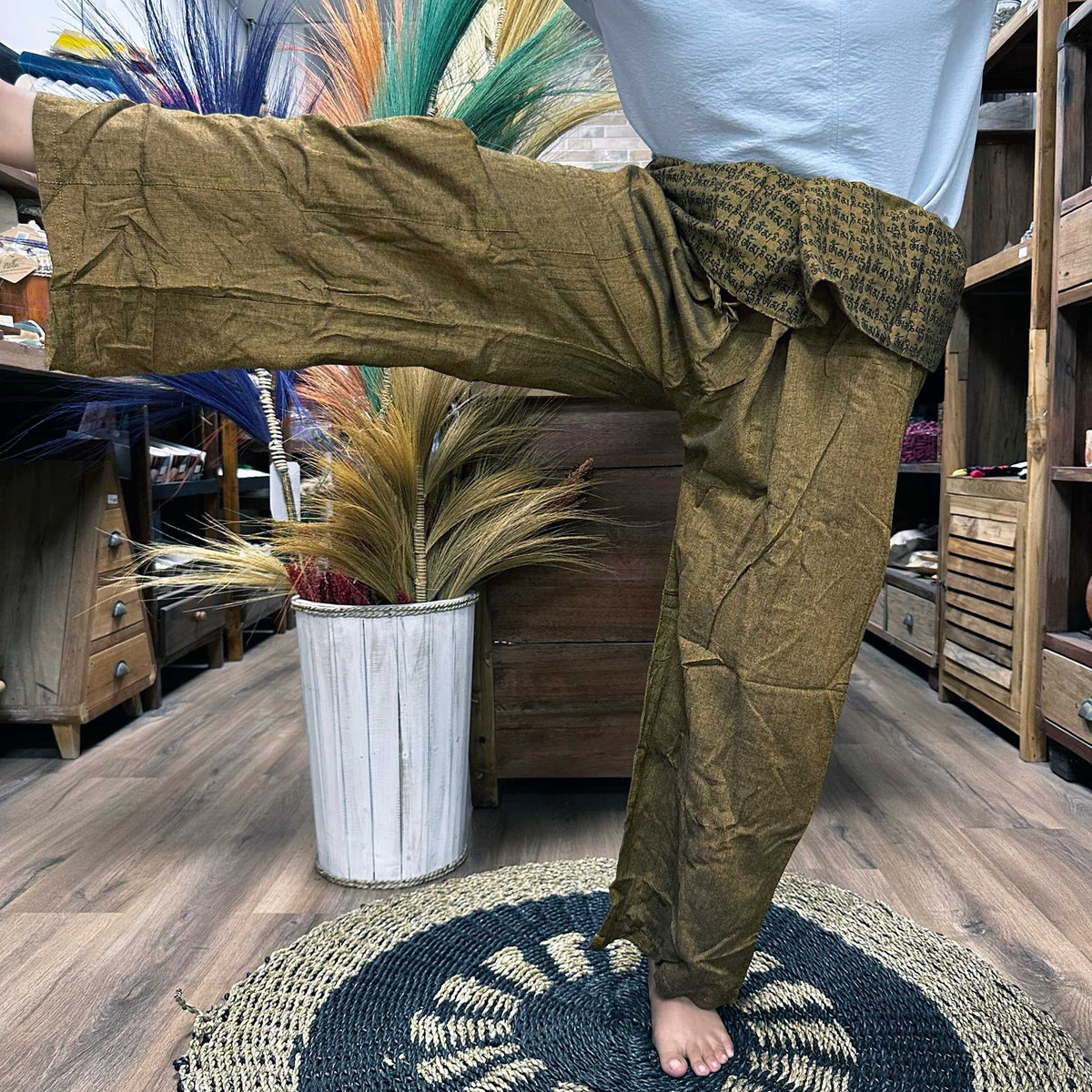 Yoga and Festival Pants - Thai Fisherman Mandala Mantra, Orange – view 3