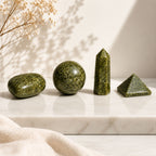 Epidote Gemstone Shapes Set - Heart, Sphere, Obelisk, Pyramid – view 4