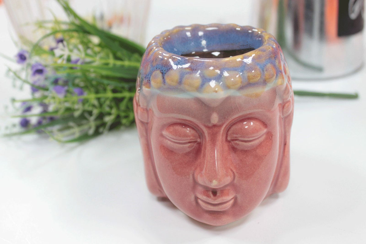 Classic Buddha Ceramic Oil Burner - Rose & Teal – view 2