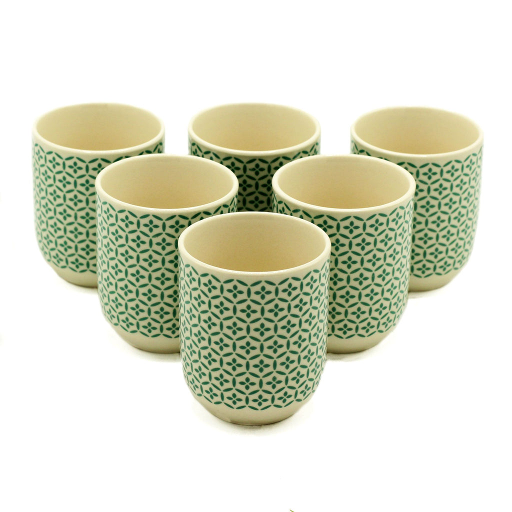 Green Mosaic Herbal Tea Cups - Set of 6