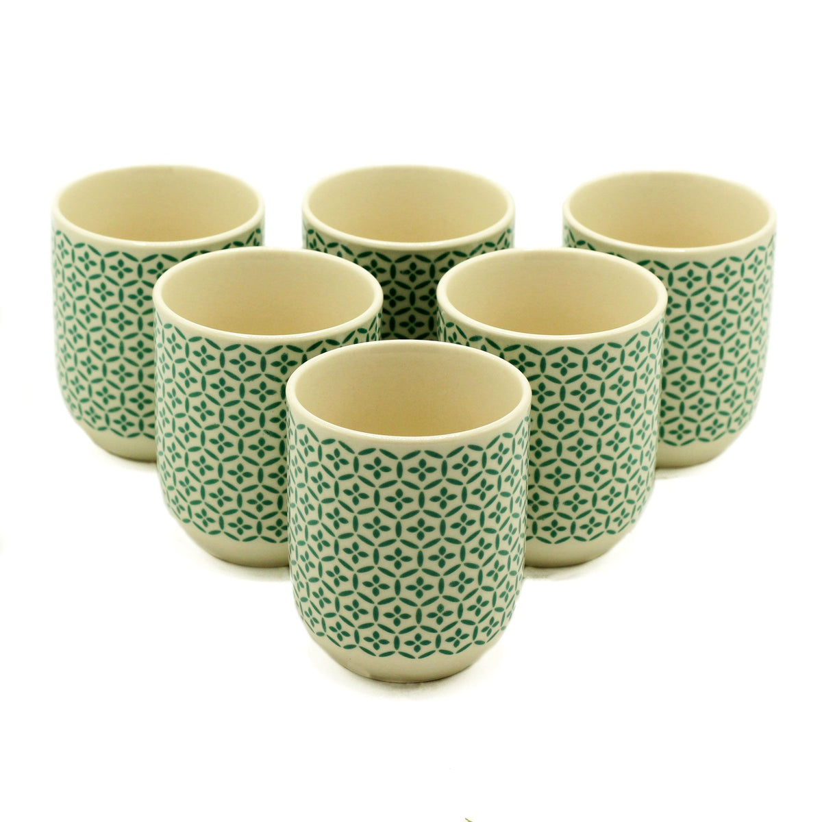Green Mosaic Herbal Tea Cups - Set of 6