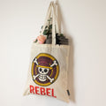 Nomad Sari Tote Bag - REBEL Graphic Print - Natural Cotton