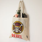 Nomad Sari Tote Bag - REBEL Graphic Print - Natural Cotton