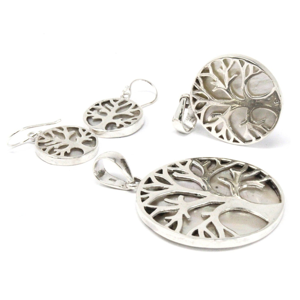 Tree of Life Silver Pendant 30mm, Mother of Pearl