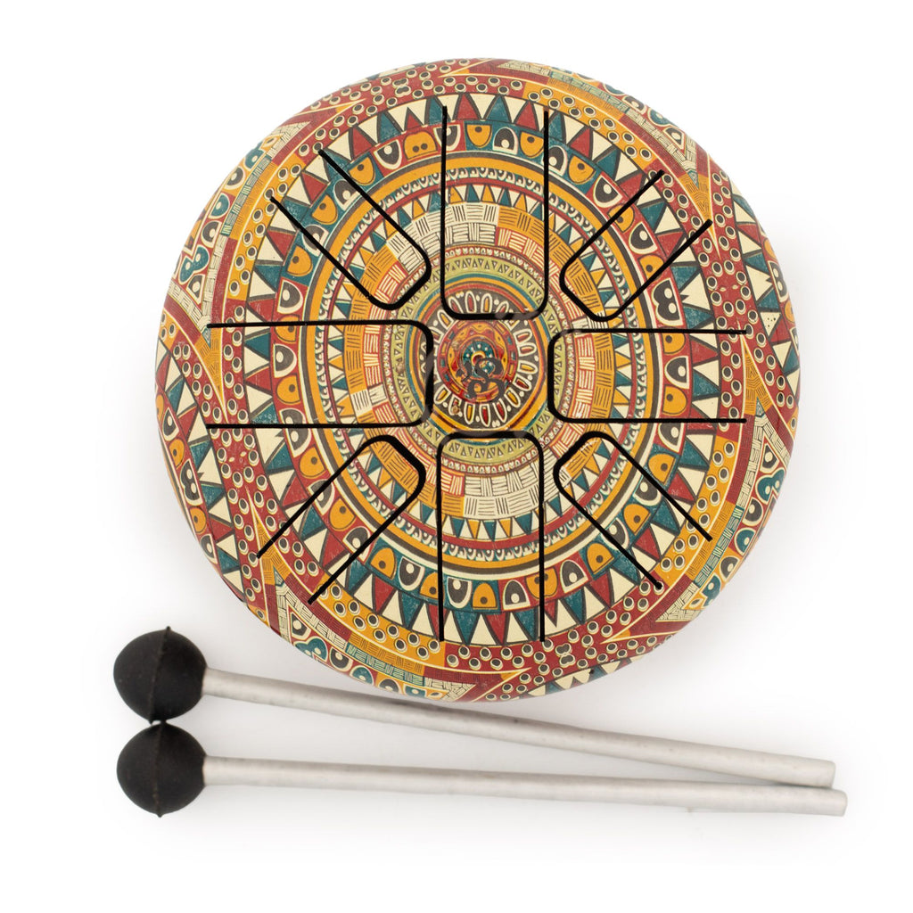 Small Happy Drum Om Mandala Design - 13x9cm