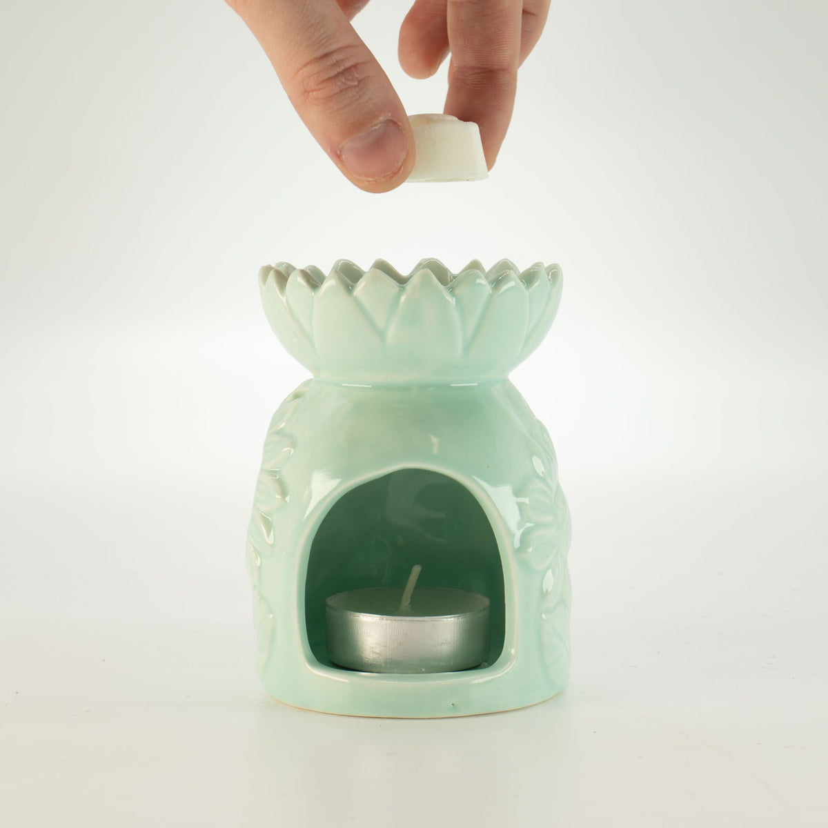 Ceramic Sunflower Oil Burner - Pastel Green – view 4