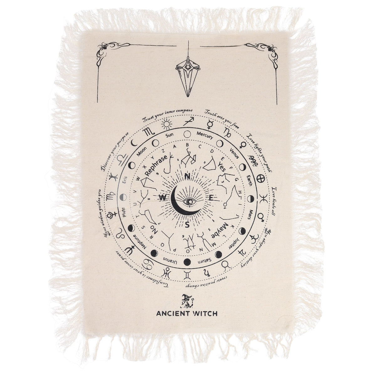 Ancient Witch All Seeing Eye Pendulum Cloth - Natural & Black – view 2