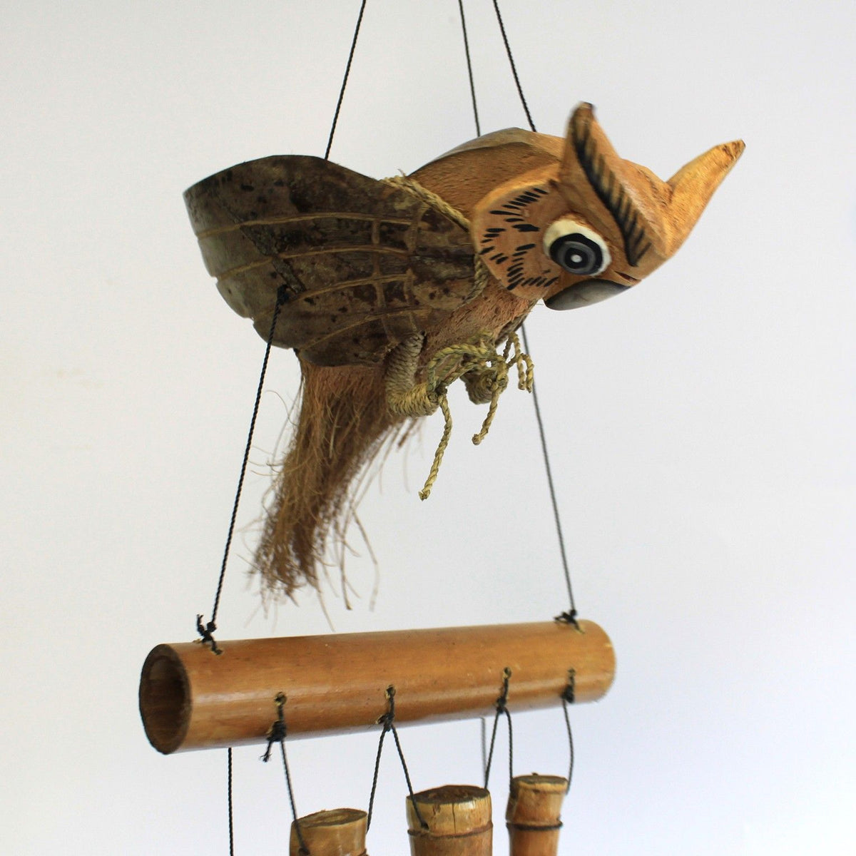 Coconut Owl Wind Chime, Bamboo, Approx. 1 m – view 2