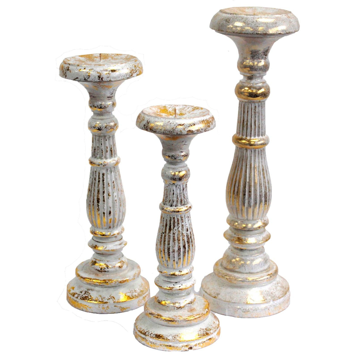 Small Wooden Candle Stand - White & Gold, 30cm – view 6