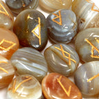 Banded Agate Rune Set in Cotton Pouch