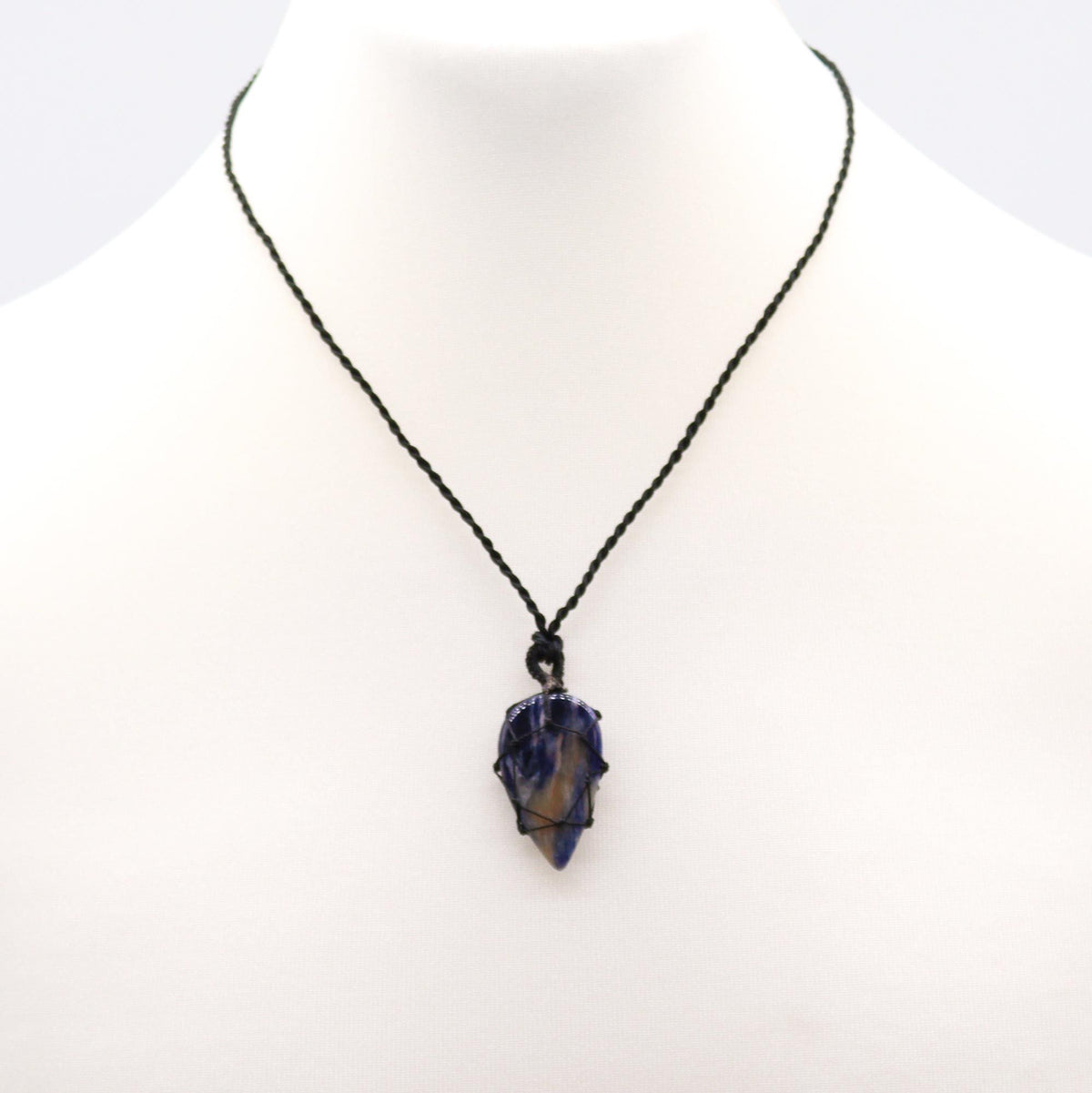 Laced Sodalite Teardrop Gemstone Pendant – view 4