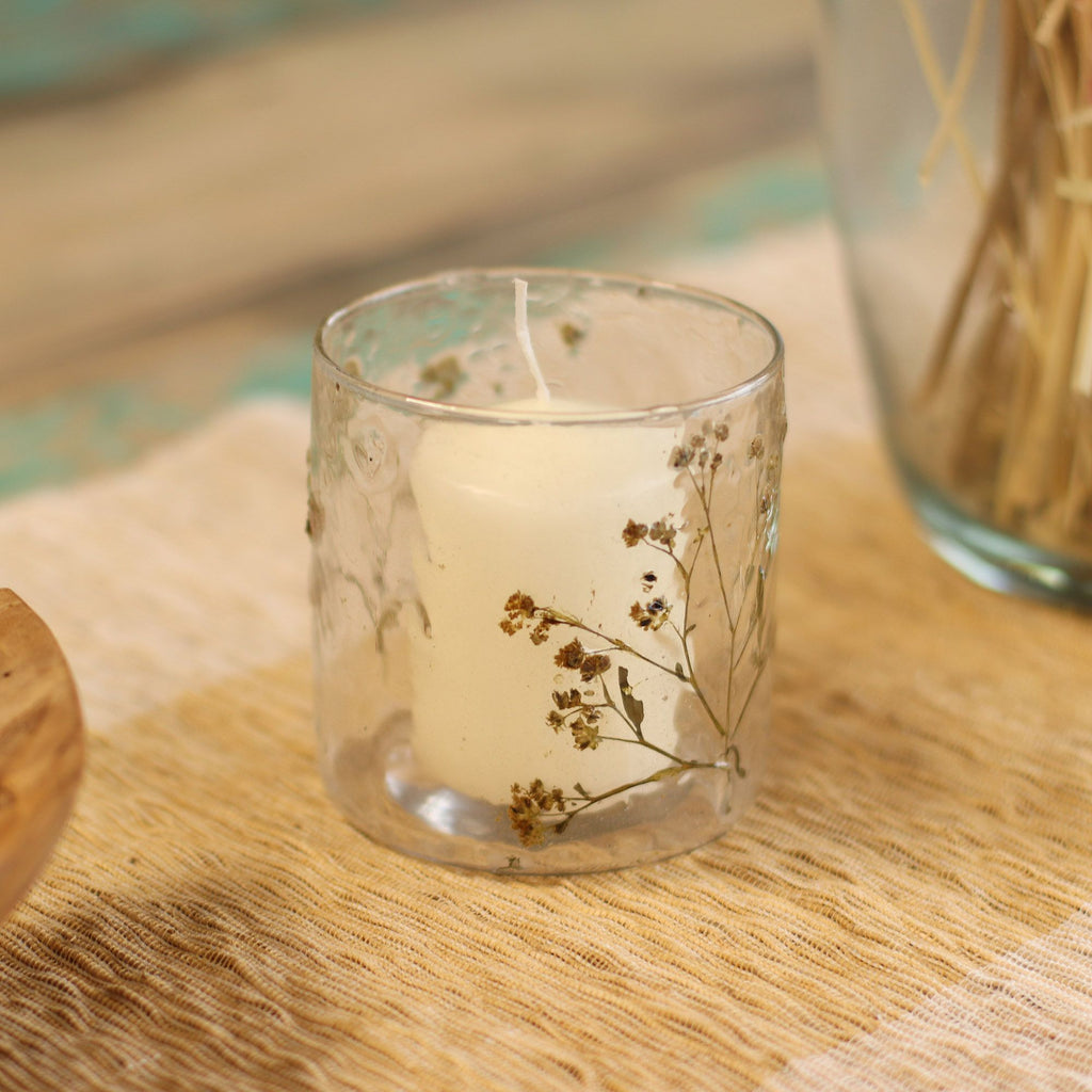 Natural Floral Glass Straight Candle Holder - Margarita 8x8cm – view 7