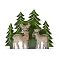 Two Deer in the Forest Wooden Decoration - 18 x 23 cm