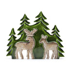 Two Deer in the Forest Wooden Decoration - 18 x 23 cm