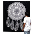 Black and White Cotton Bedspread, Dreamcatcher