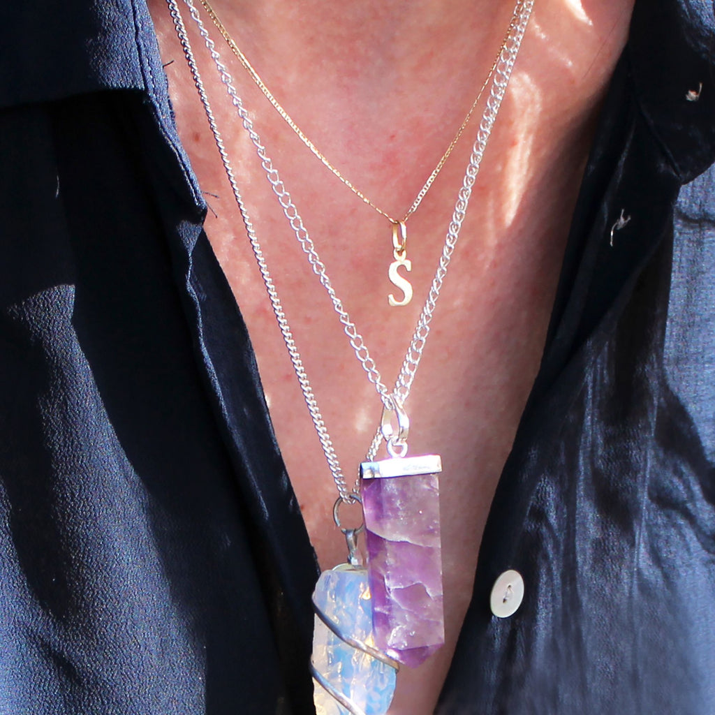 Amethyst Flat Pencil Pendant Necklace – view 8