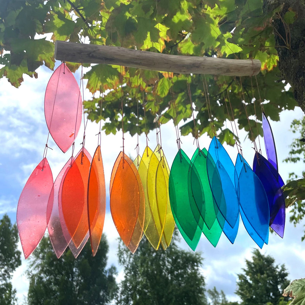 Recycled Rainbow Glass Wind Chime - Assorted Colours – view 2