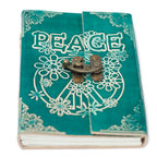 Leather Green Peace Notebook with Lock – 13x18 cm – view 3