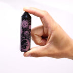 Engraved Black Obsidian Point - Rose Pink Celestial Symbols – view 3