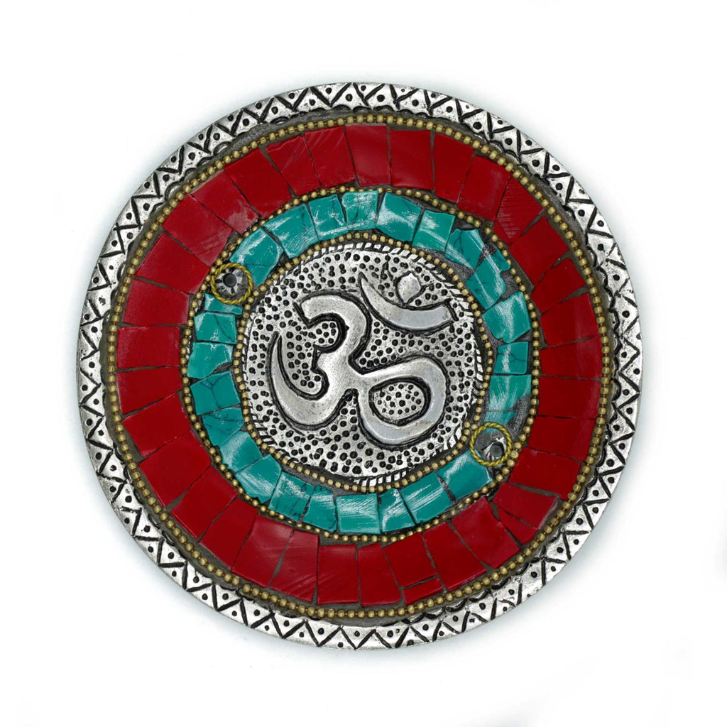 Om Plate Tibetan Mosaic Incense Holder