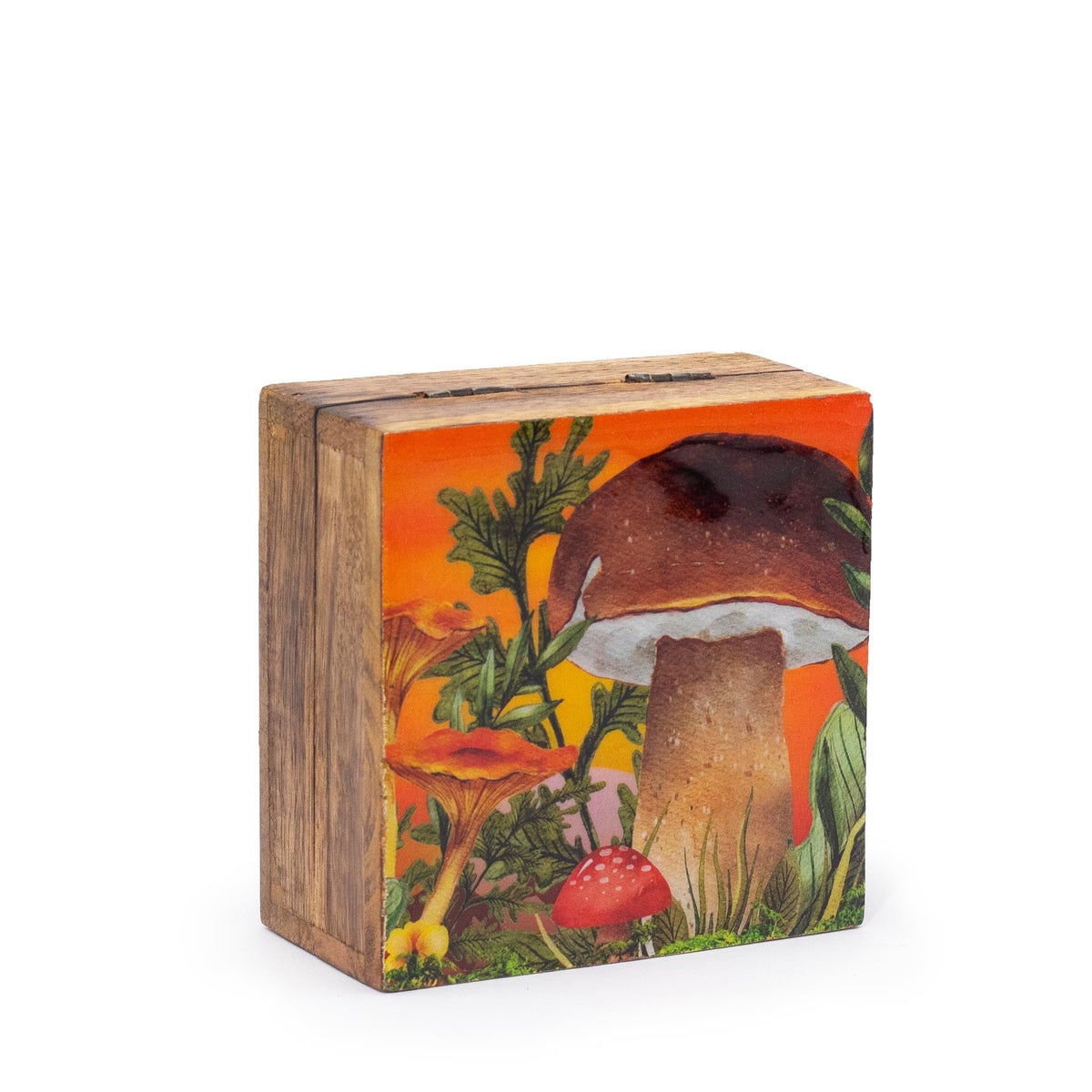 Enamelled Mushroom Trinket Box - Small 10cm Maroon
