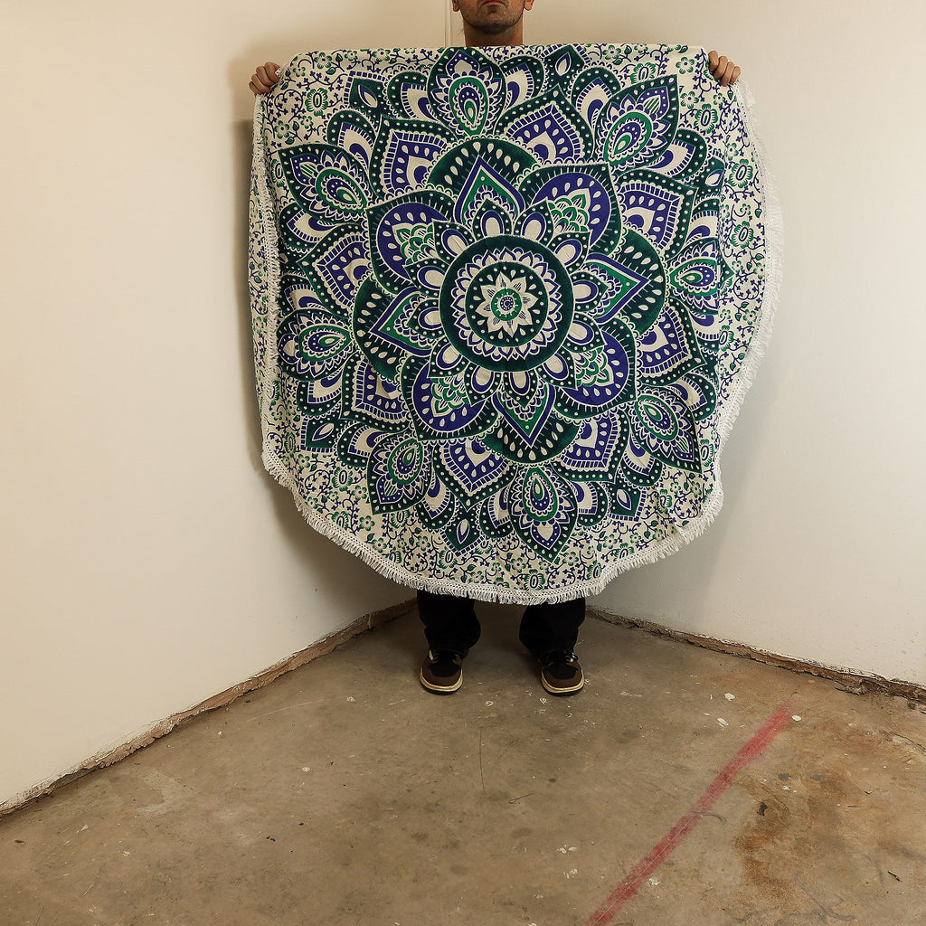 Small Mandala Roundie Cotton Art (130cm) - Teal & Blue – view 2
