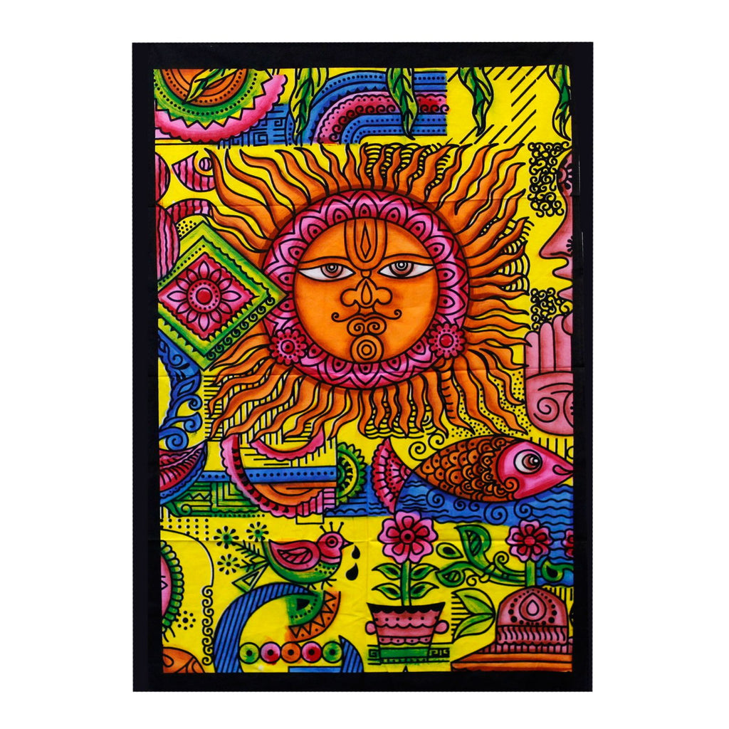 Handbrushed Cotton Wall Hanging - Sun
