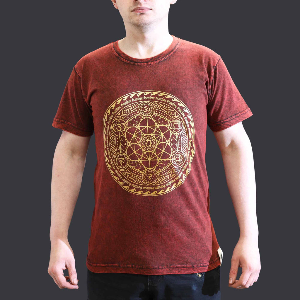 Nomad Sari Stonewashed T-Shirt - Chakra - Maroon - Small – view 2