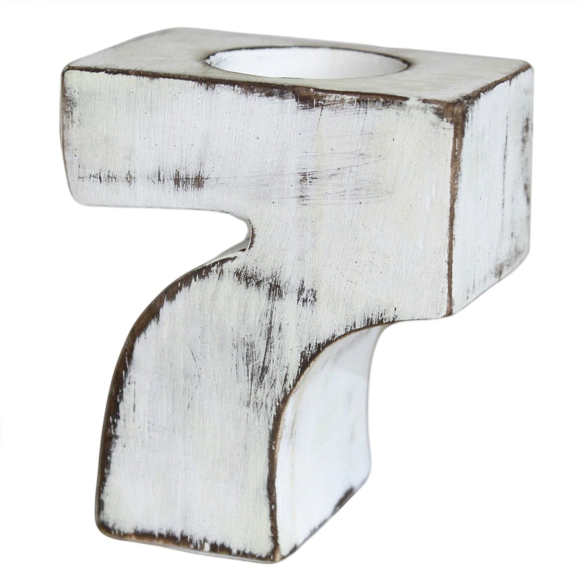 Wooden Number 7 Candle Holder