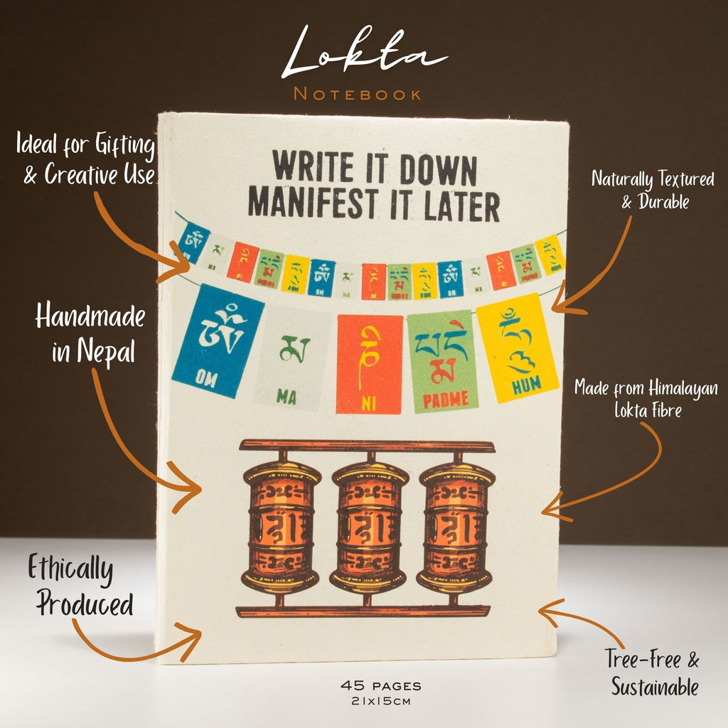 Lokta Prayer Flag Notebook – Large – Write It Down – view 2