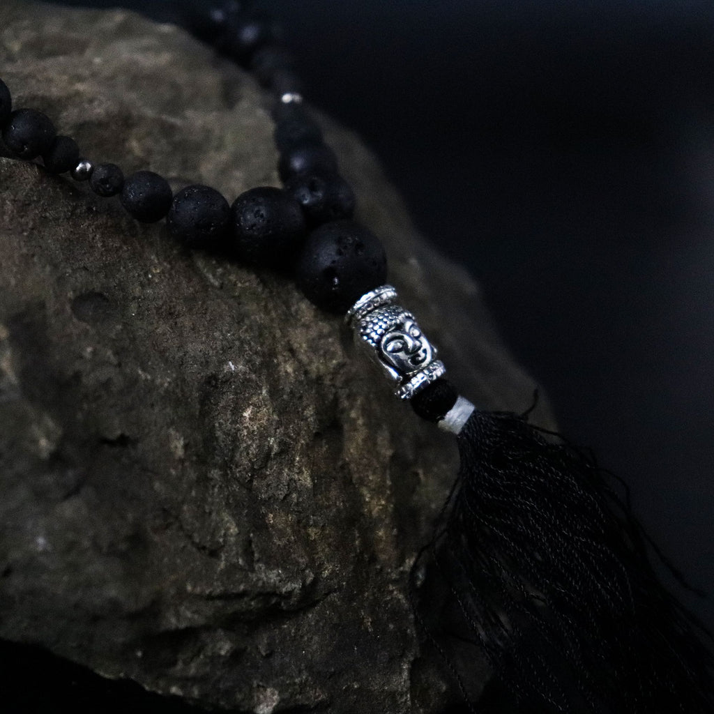 Lava Stone Necklace with Buddha Charm 42cm - Grounding Energy – view 2