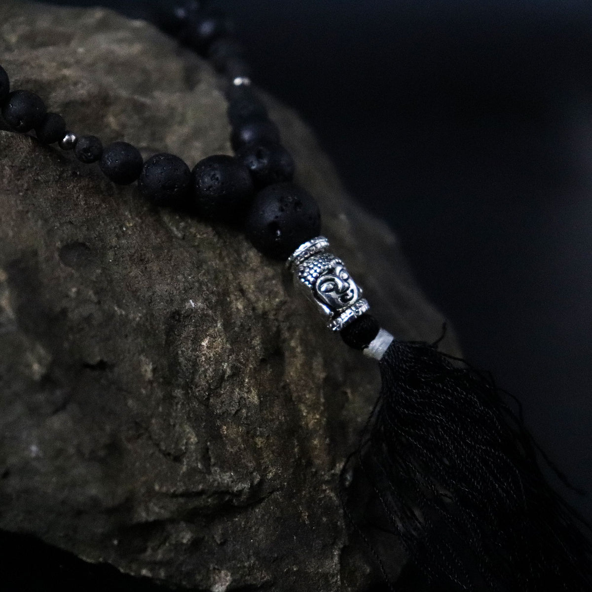 Lava Stone Necklace with Buddha Charm 42cm - Grounding Energy – view 2