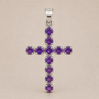 Amethyst Crucifix Pendant - Silver Plated 45cm Chain – view 6