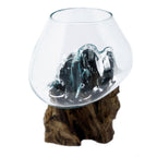 Molten Glass Bowl on Wood - Large