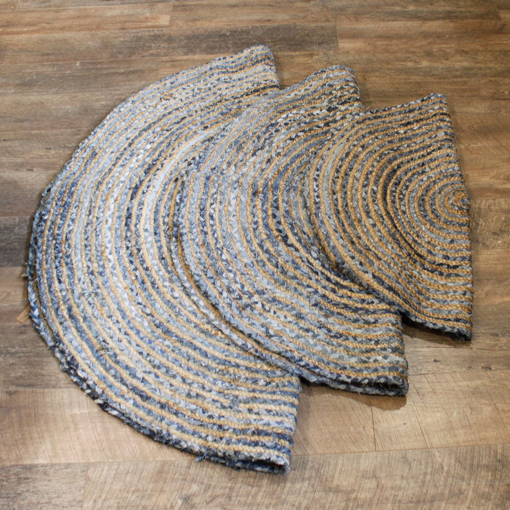 Round Jute and Recycled Denim Rug - 150 cm – view 4