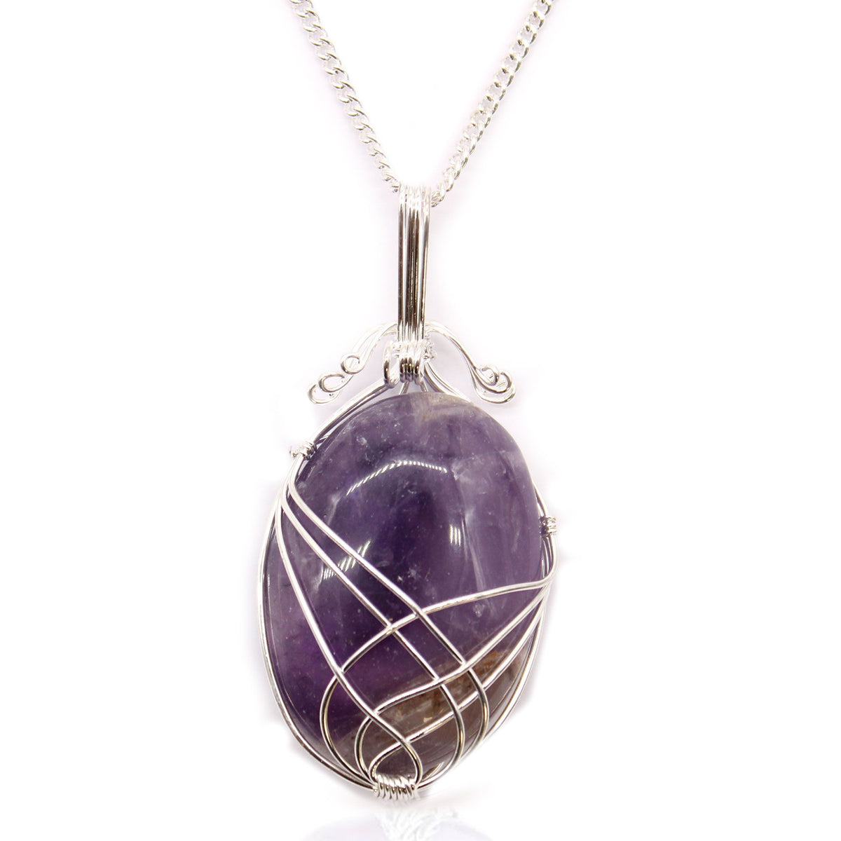 Swirl Wrapped Amethyst Gemstone Necklace