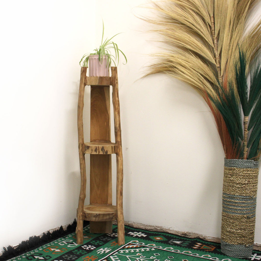 Natural Teak Corner Unit, 3 Shelves – view 2