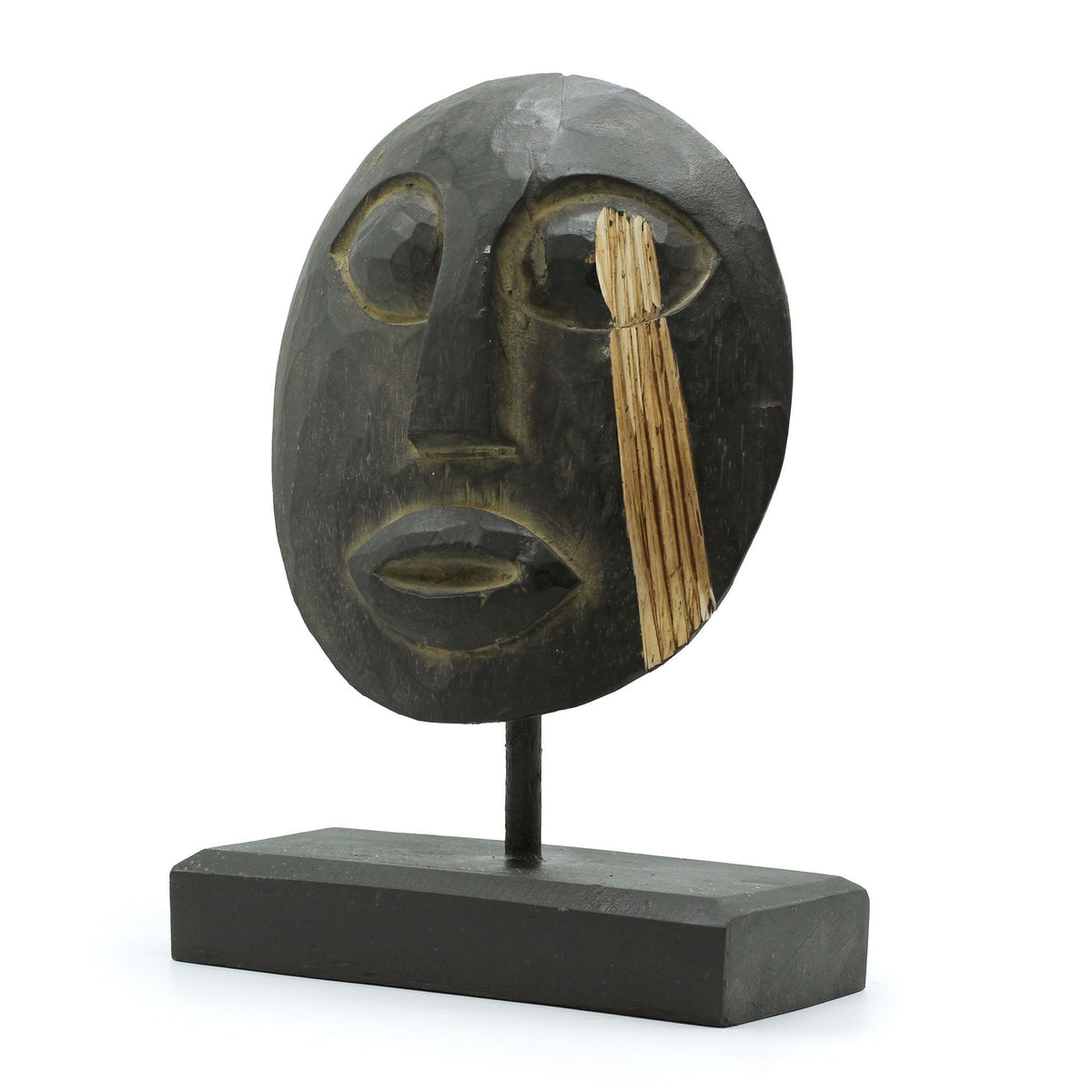 Timor Tribal Wood Mask, Black Finish, 27x20cm – view 6