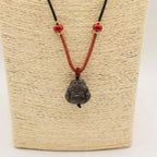 Silver Obsidian Buddha Cord Necklace Pendant – view 4