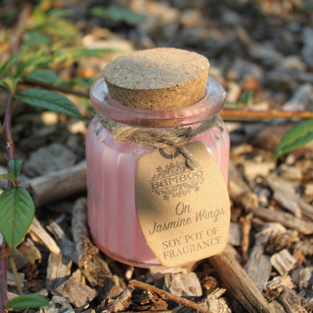 On Jasmine Wings Soy Wax Pot Candle in Glass Jar – view 3