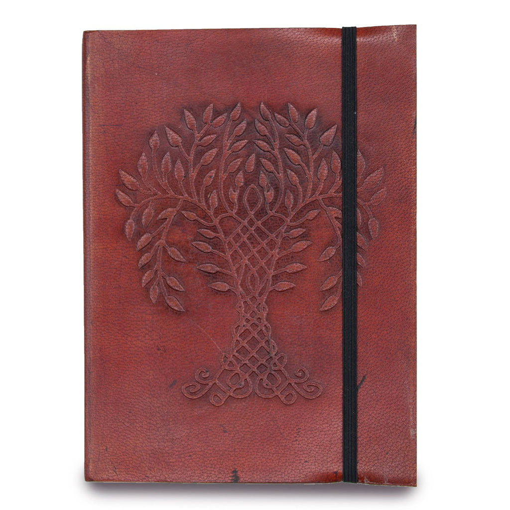 Small Vegetable Tanned Leather Notebook with Strap – Tree of Life – view 6