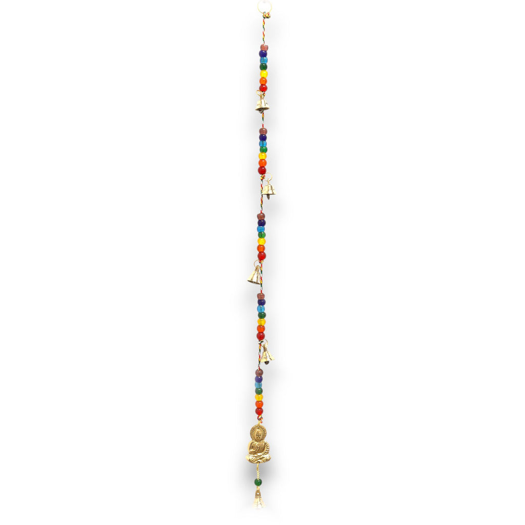 Brass Buddha Wind Chime with Chakra Beads, 53cm